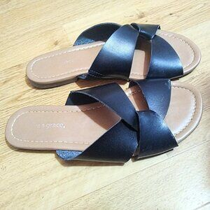 Slip on Sandals - brown & black
